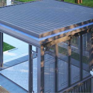 New Chinese Style Flat Roof Aluminum Alloy Pavilion (also usable as a sunroom / courtyard gazebo) /
