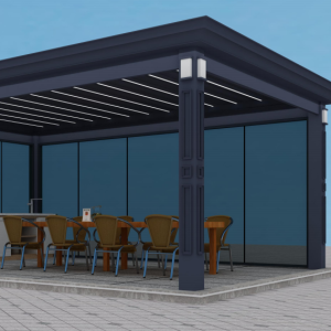 New Chinese Style Flat Roof Aluminum Alloy Pavilion (Can Be Enclosed as a Sunroom)